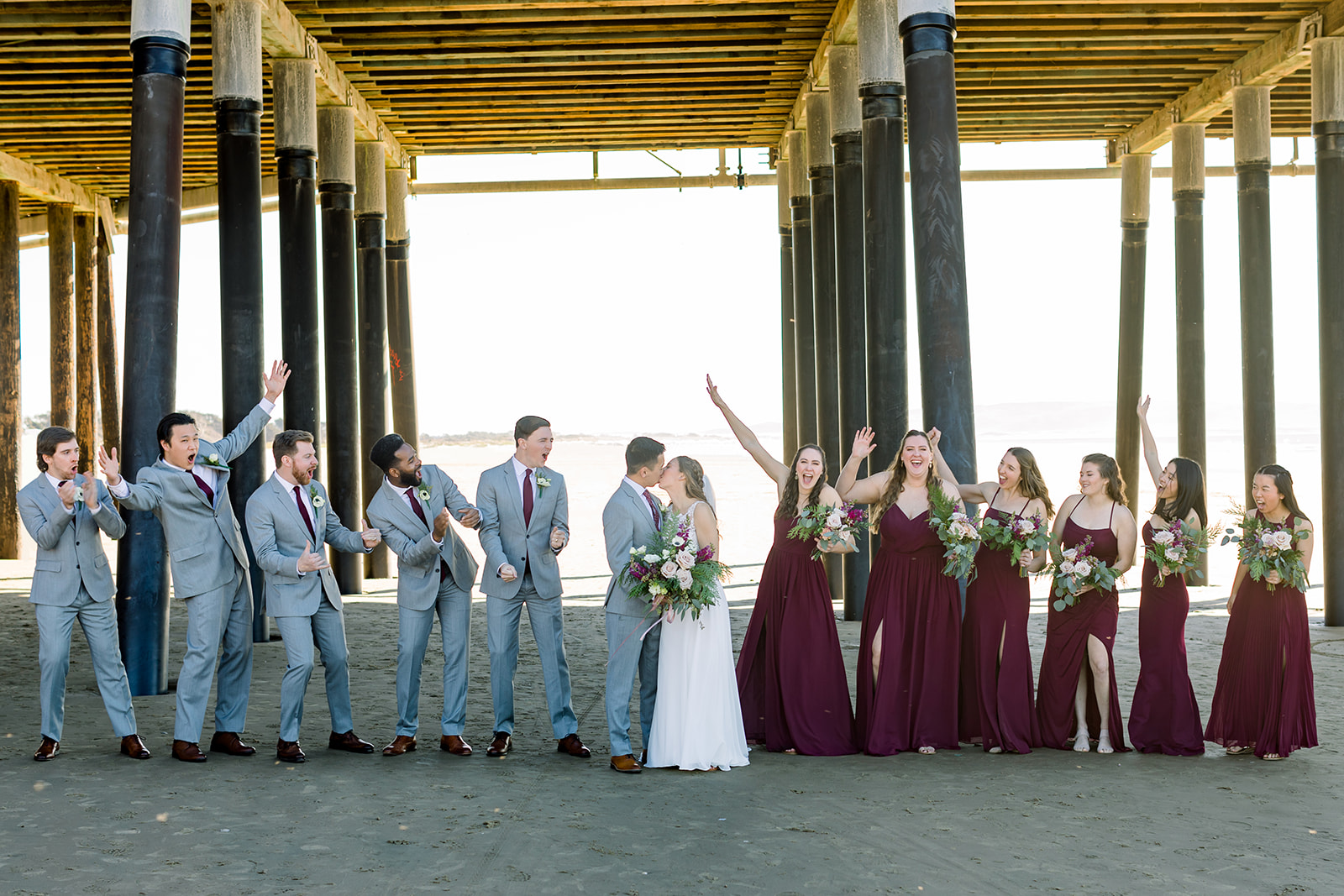 celebrating the bride and groom in pismo beach