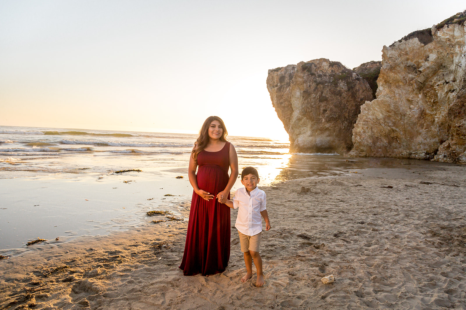 Mom and son photoshoot in pismo beach