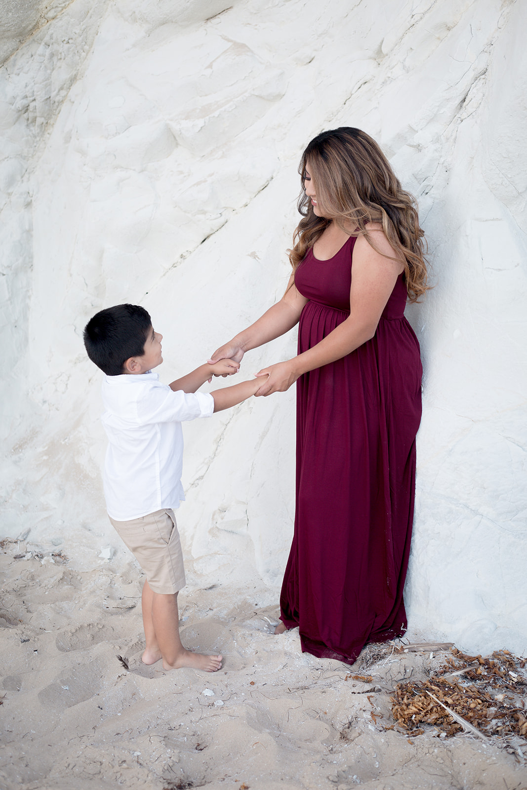 Mother and son portraits in pismo beach