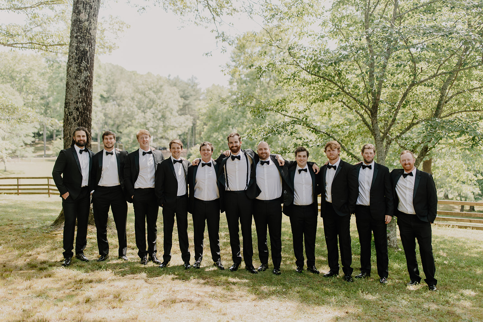 Inola Blue Ridge summer Georgia wedding groomsmen black tux
