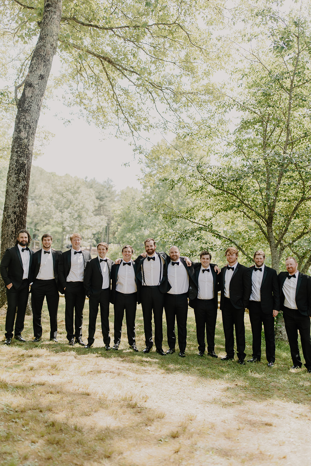 Inola Blue Ridge summer Georgia wedding groomsmen black tux
