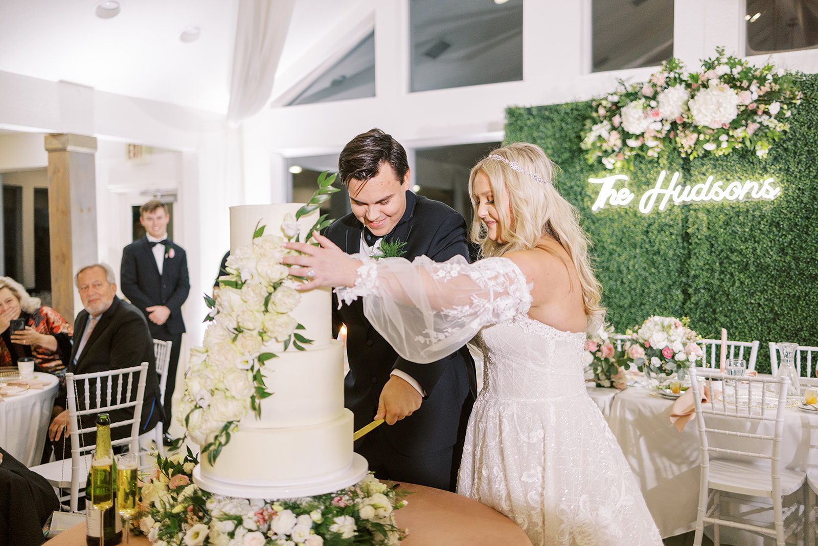 Cake cutting Glass chapel weddings 