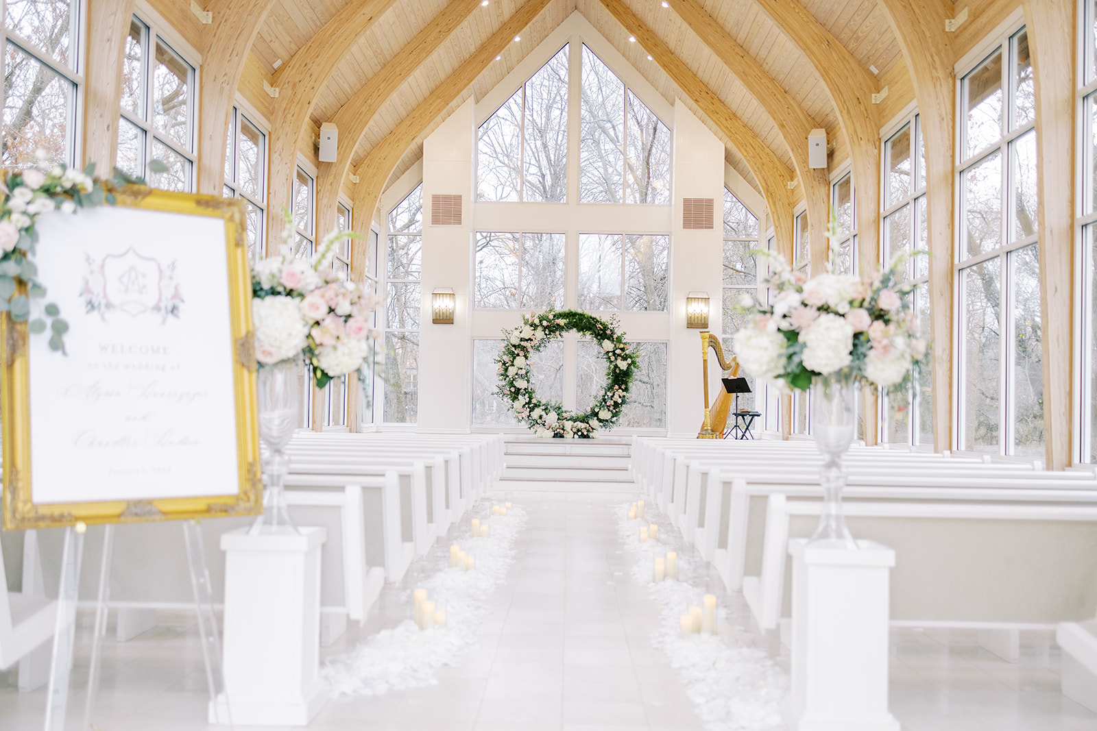 Glass chapel wedding 