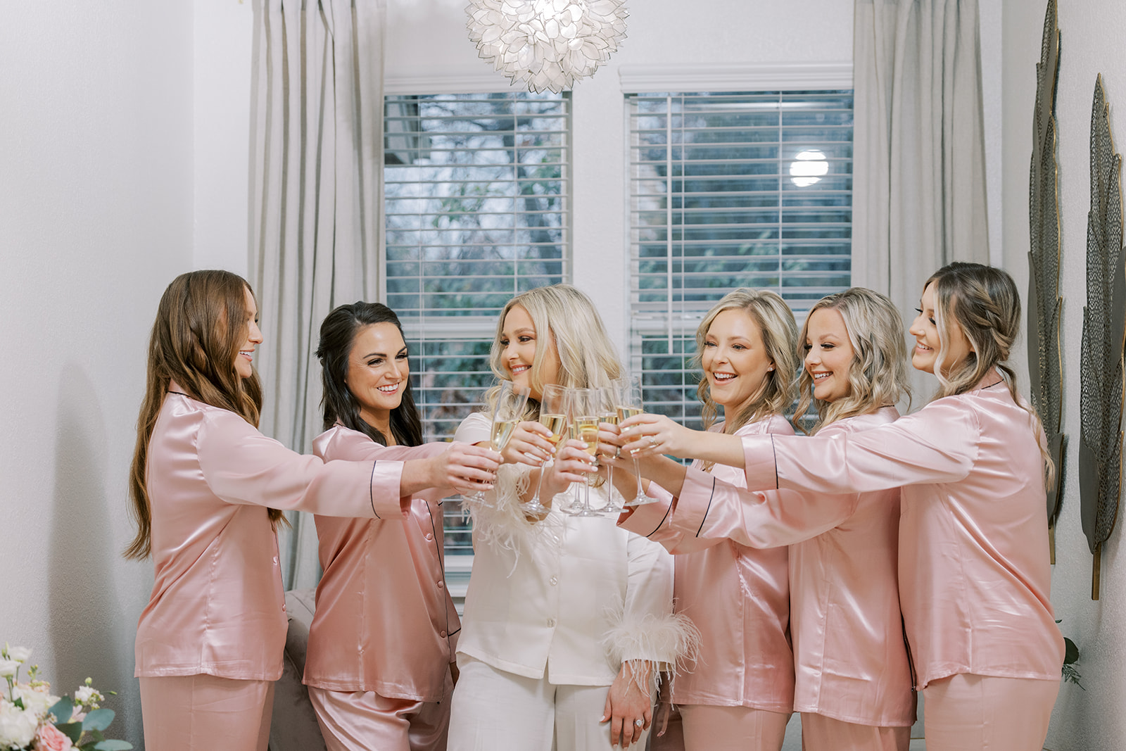 Toast with bridesmaids 