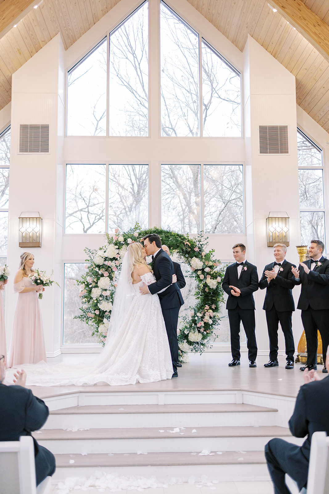 wedding ceremony at glass chapel