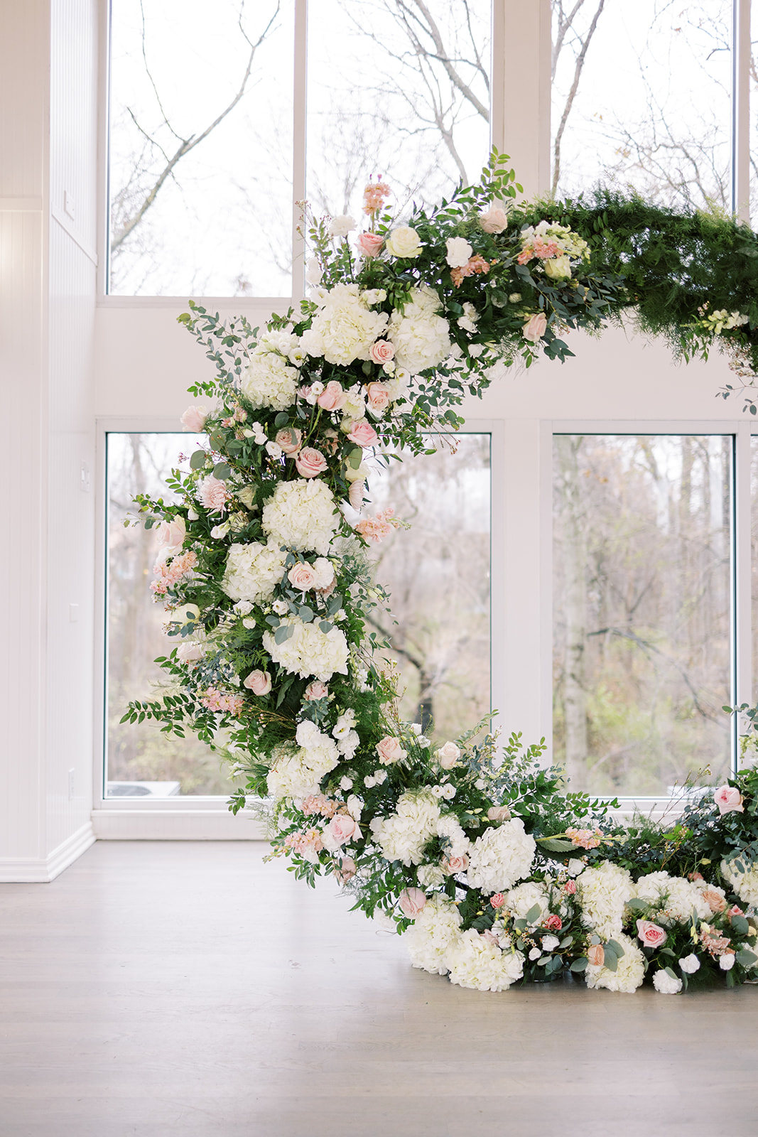 Wedding florals at glass chapel 
