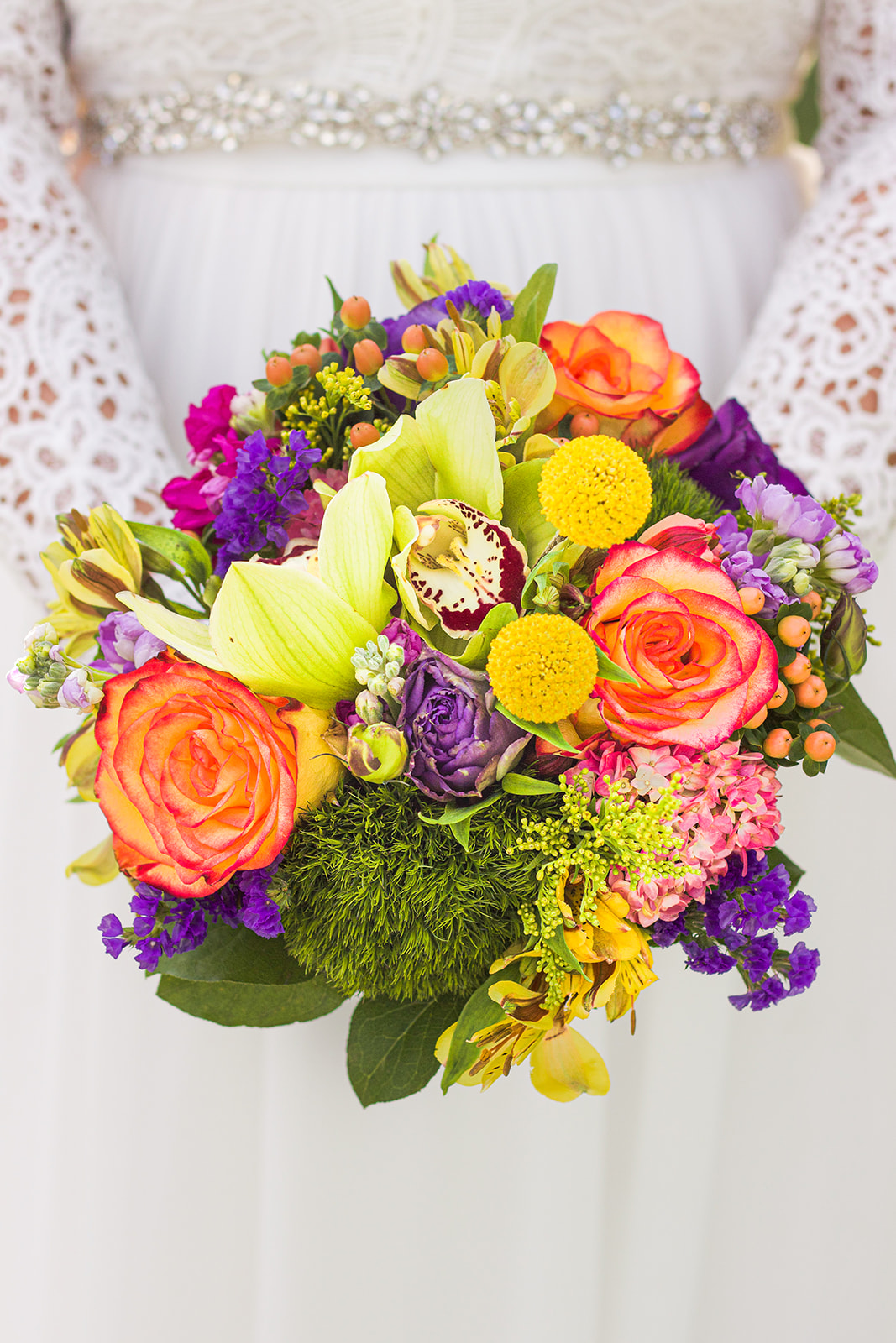colorful whimsical bridal bouquet