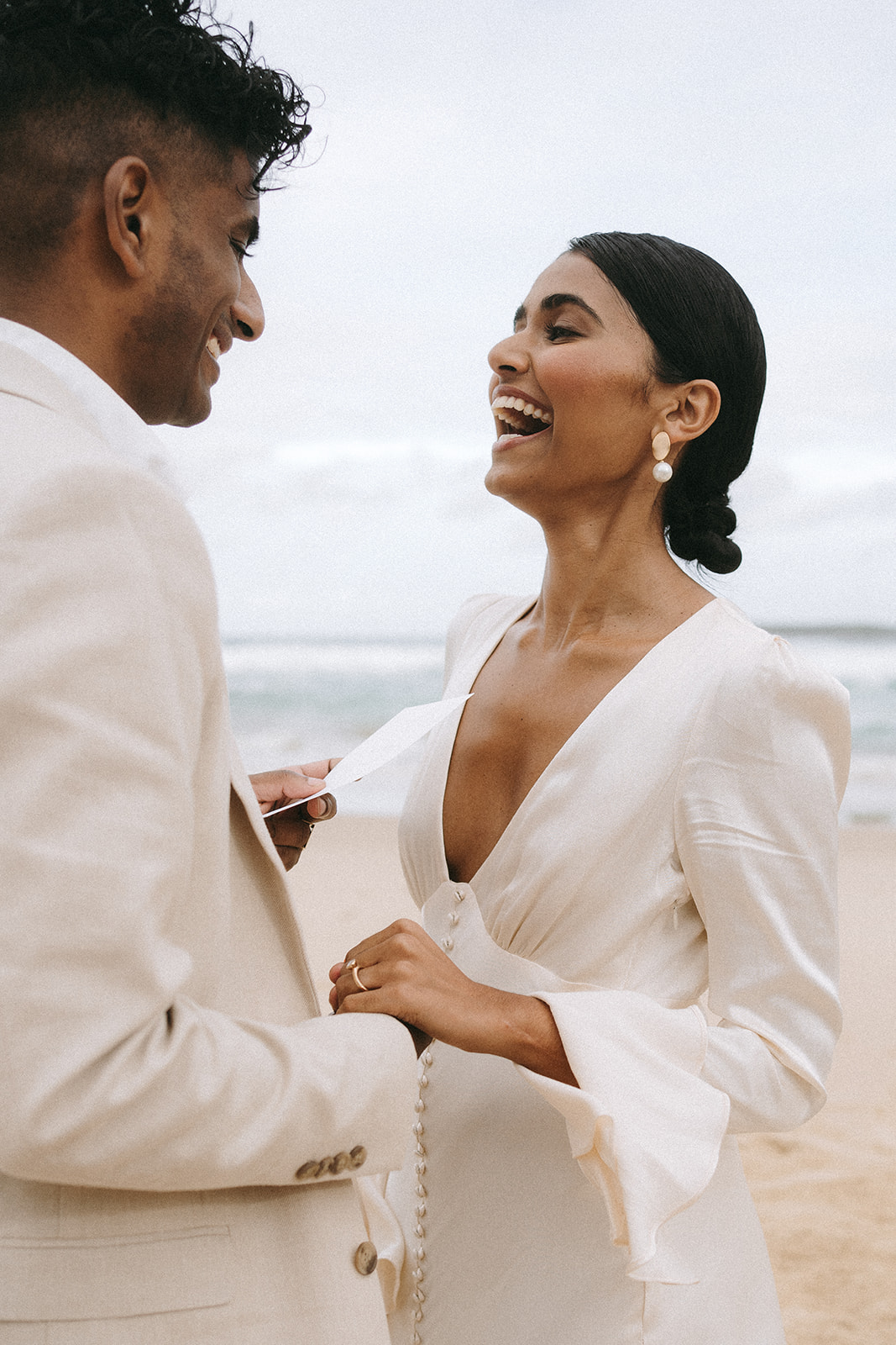 Emotional modern beach elopement. Modern wedding photography by Claire Coulthard Photography