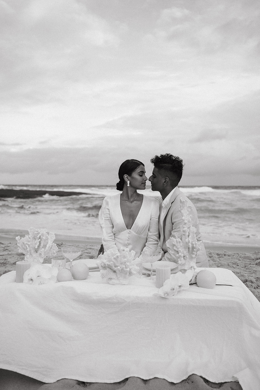 Modern beach elopement romantic stylish shona joy wedding dress tropical wedding Claire Coulthard Photography UK