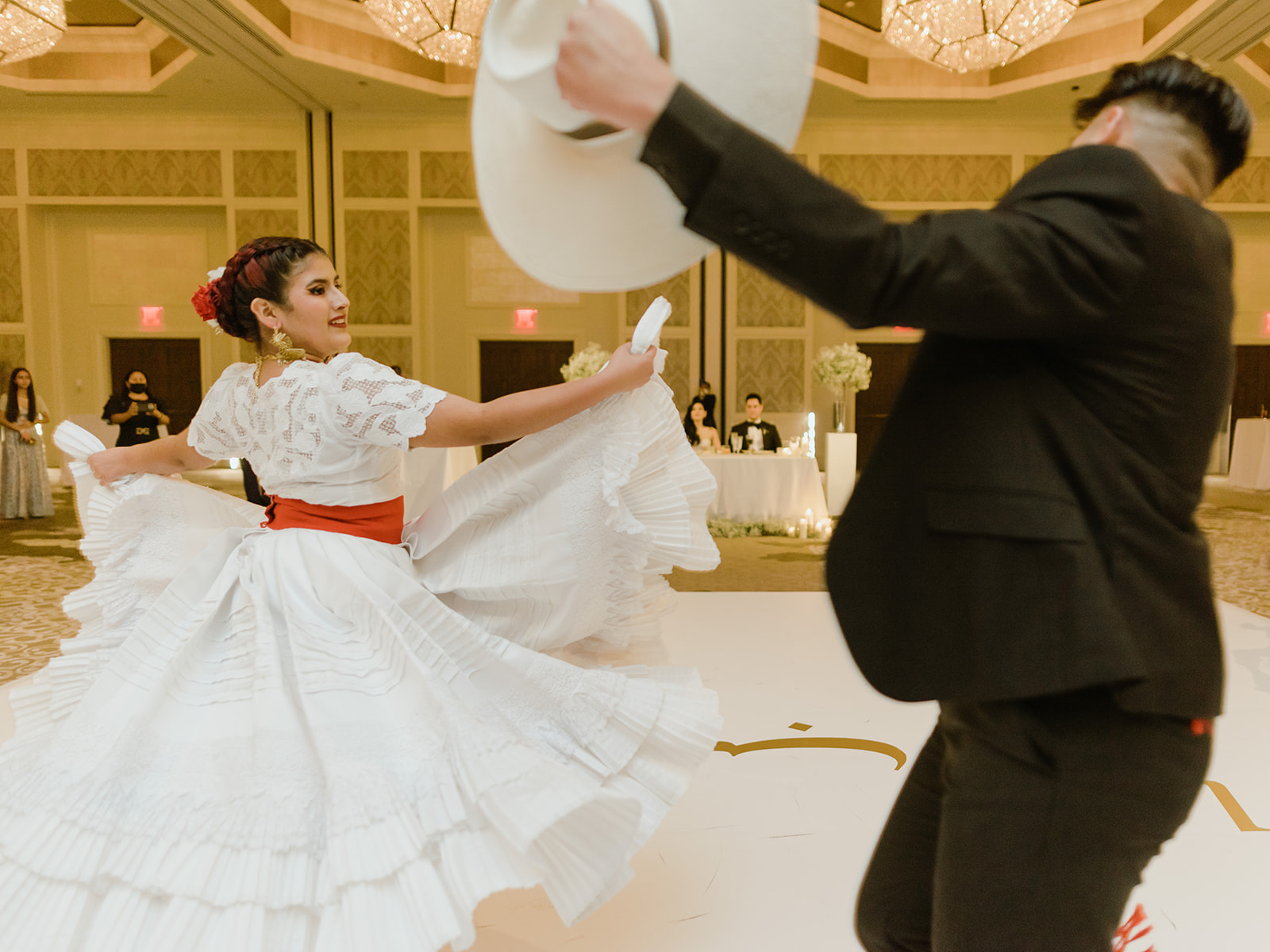 Peruvian dancers at a luxury wedding reception at the Four Seasons Orlando Resort