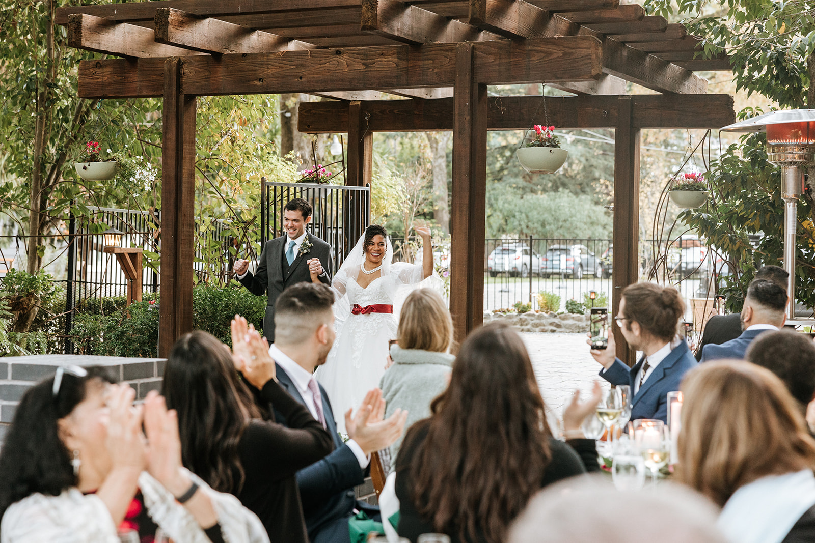 Bride and Groom enter reception at Deer Park Villa 