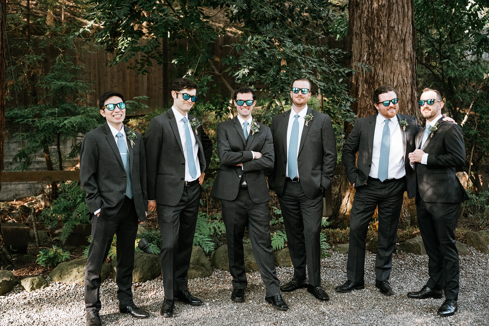 Groomsmen acting silly