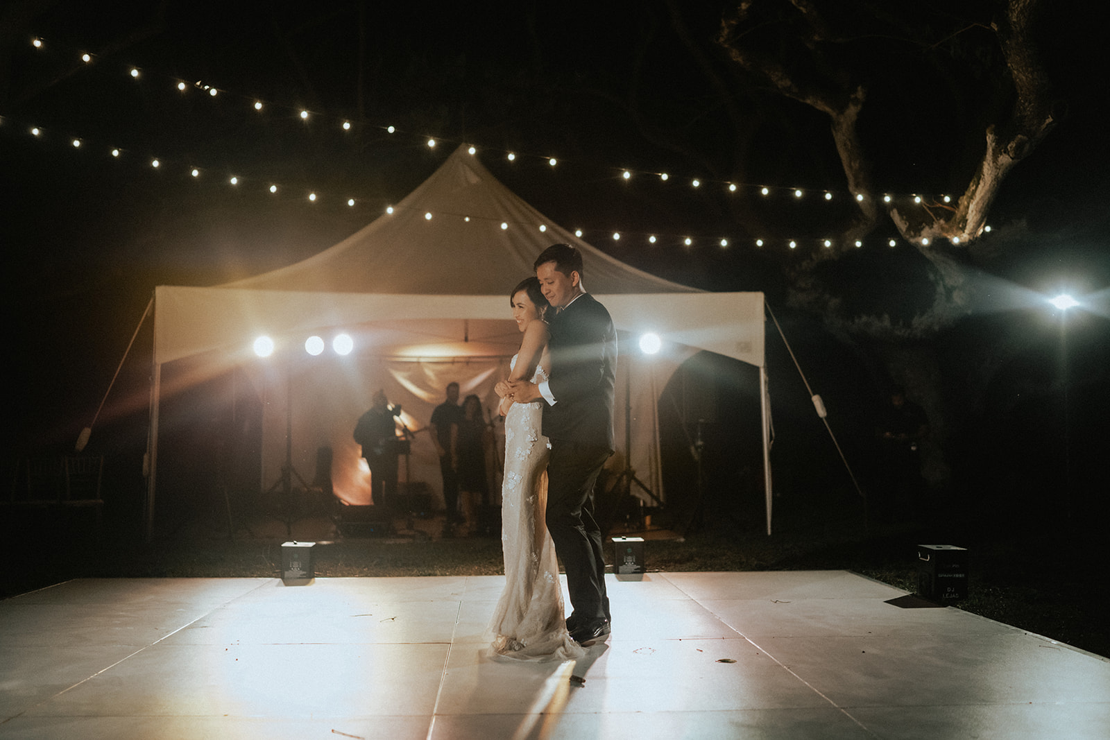 First Dance in a outdoor wedding reception at Kualoa Ranch Hawaii