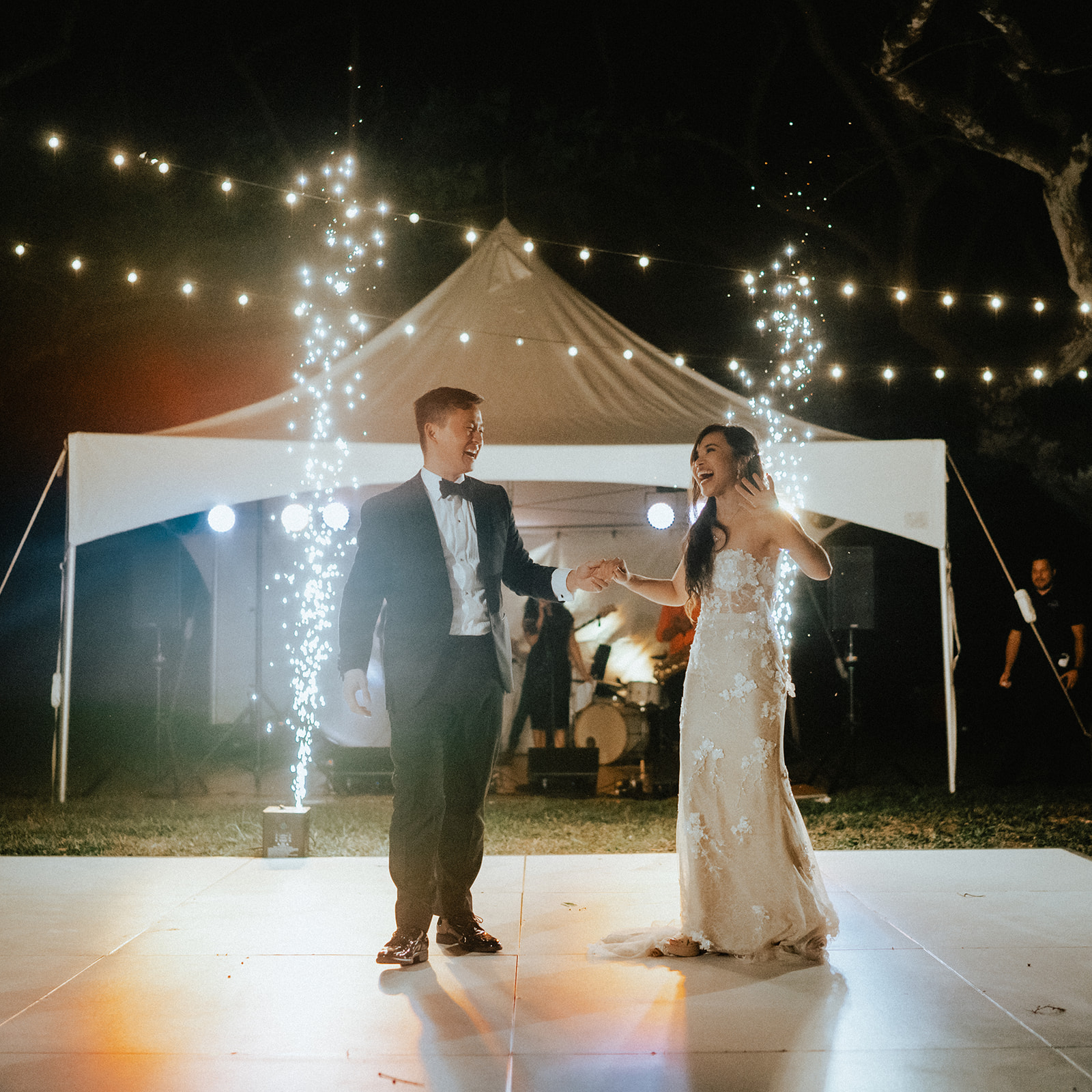 First Dance in a outdoor wedding reception at Kualoa Ranch Hawaii