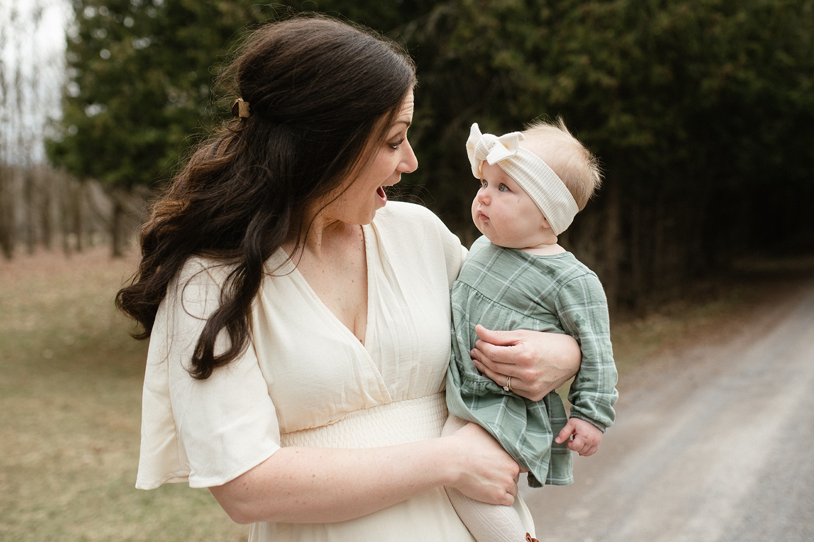 A mother and daughter at a family photo session in Northern New York