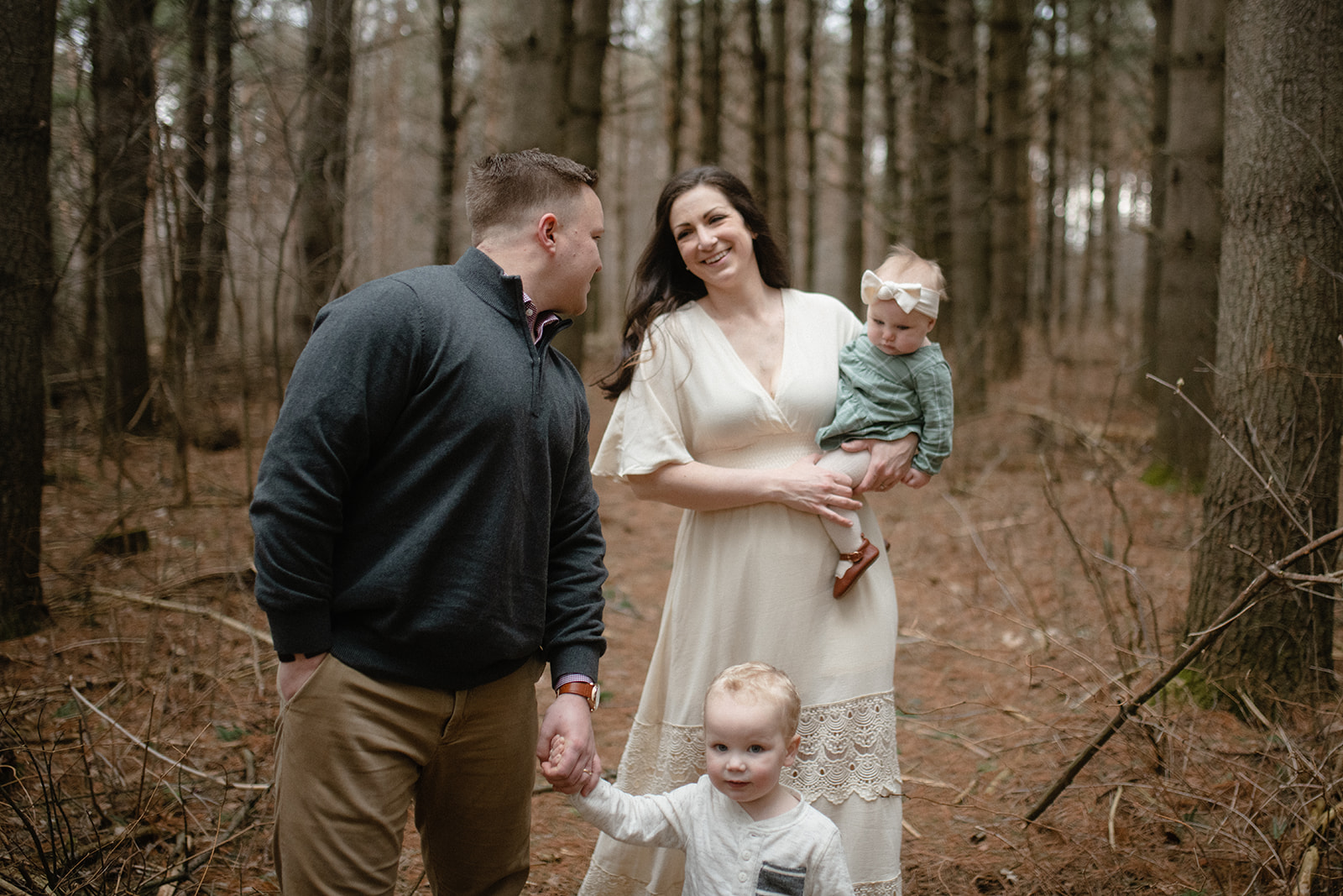 candid family photography in Lowville forest