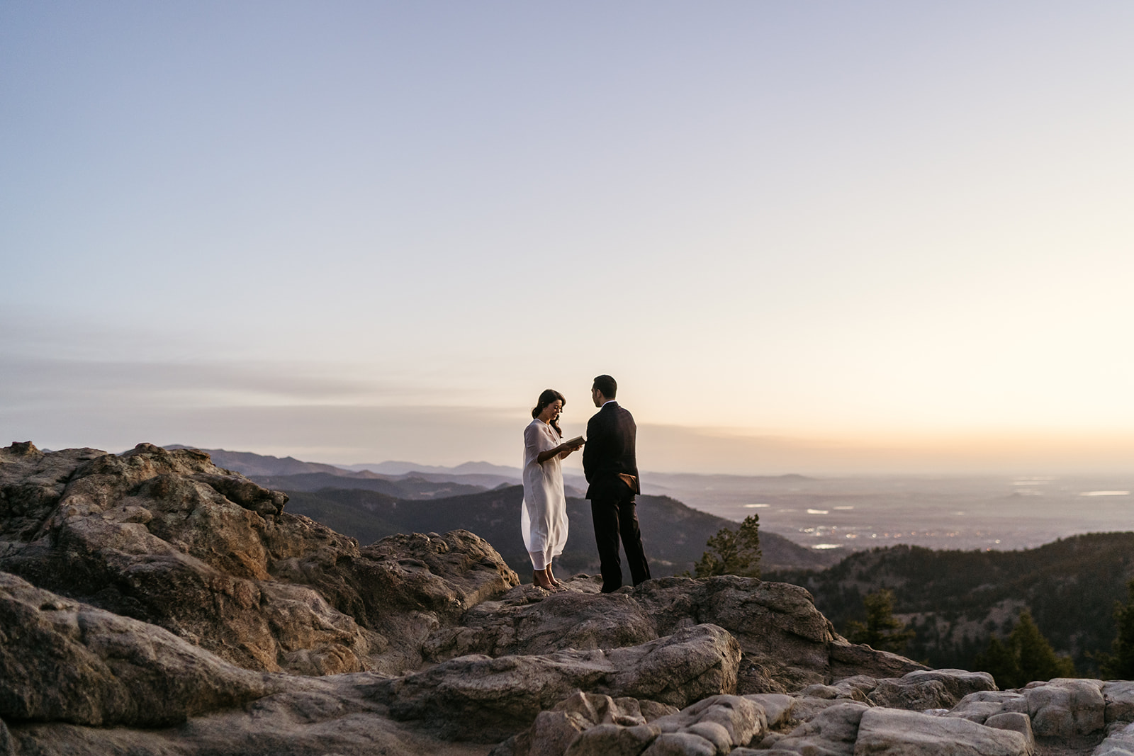mountain wedding ceremony at sunrise