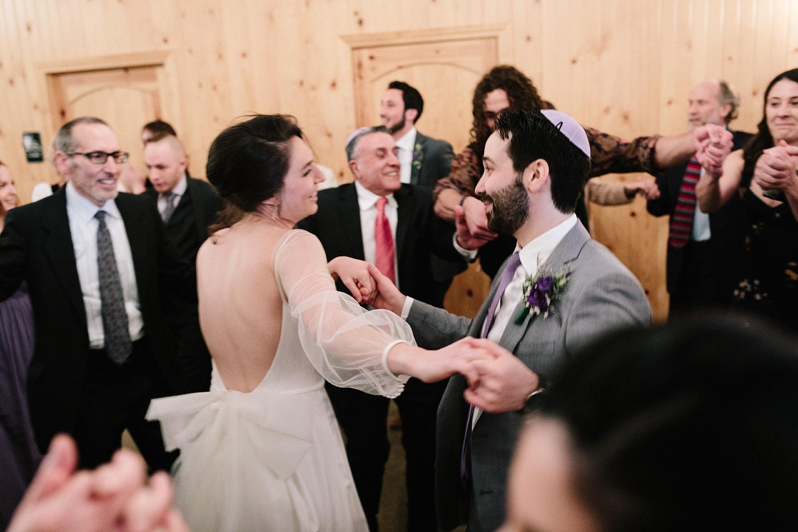 Jewish wedding couple dances in Urbana