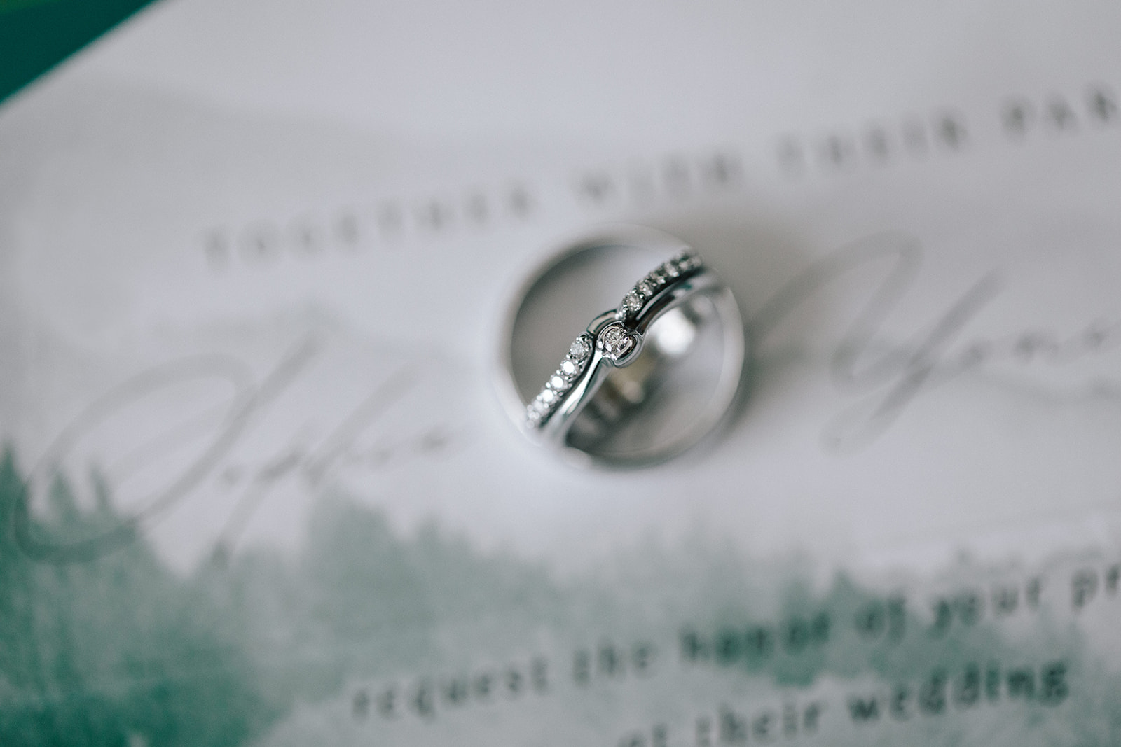 Wedding rings on an invitation