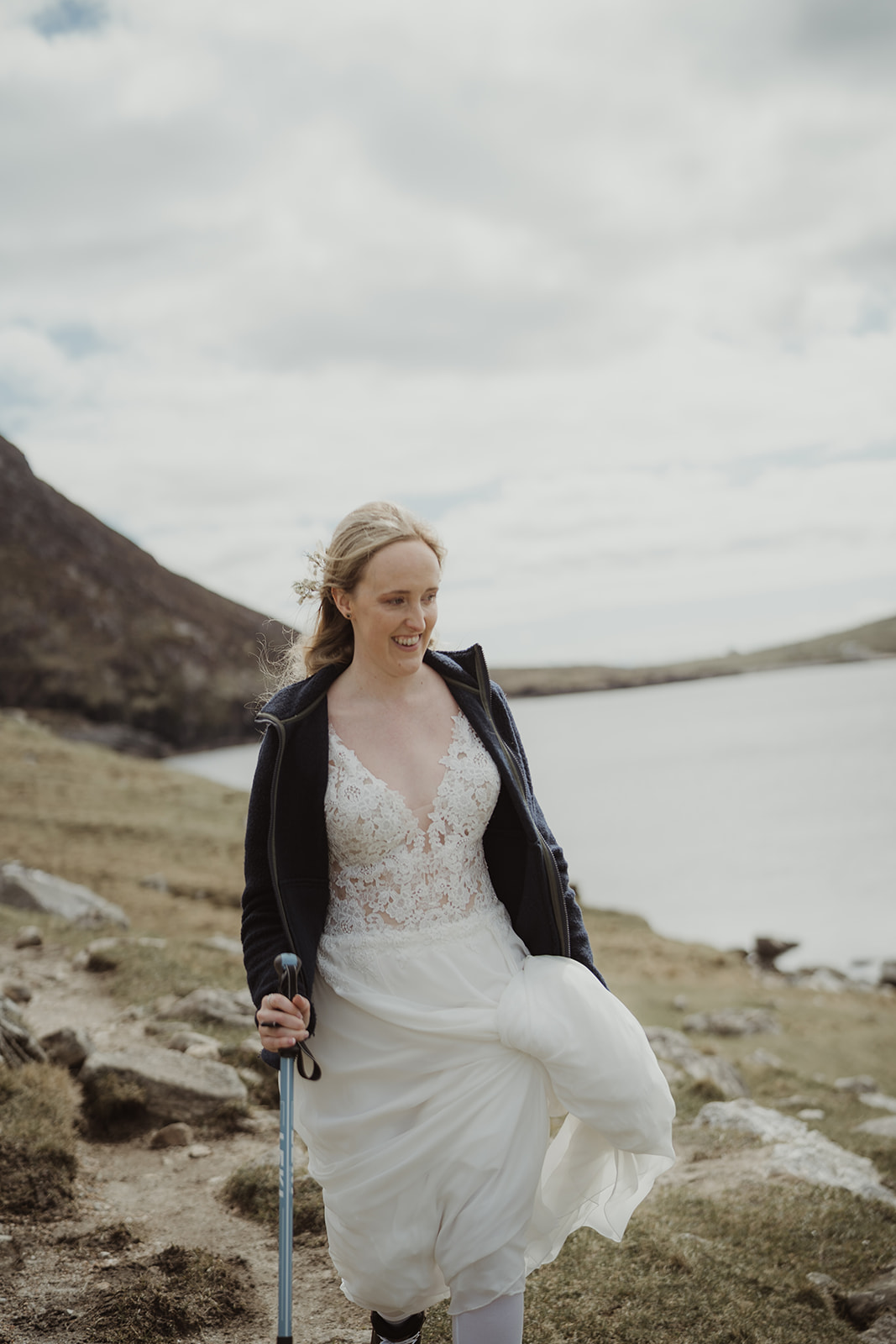 hiking elopement bride