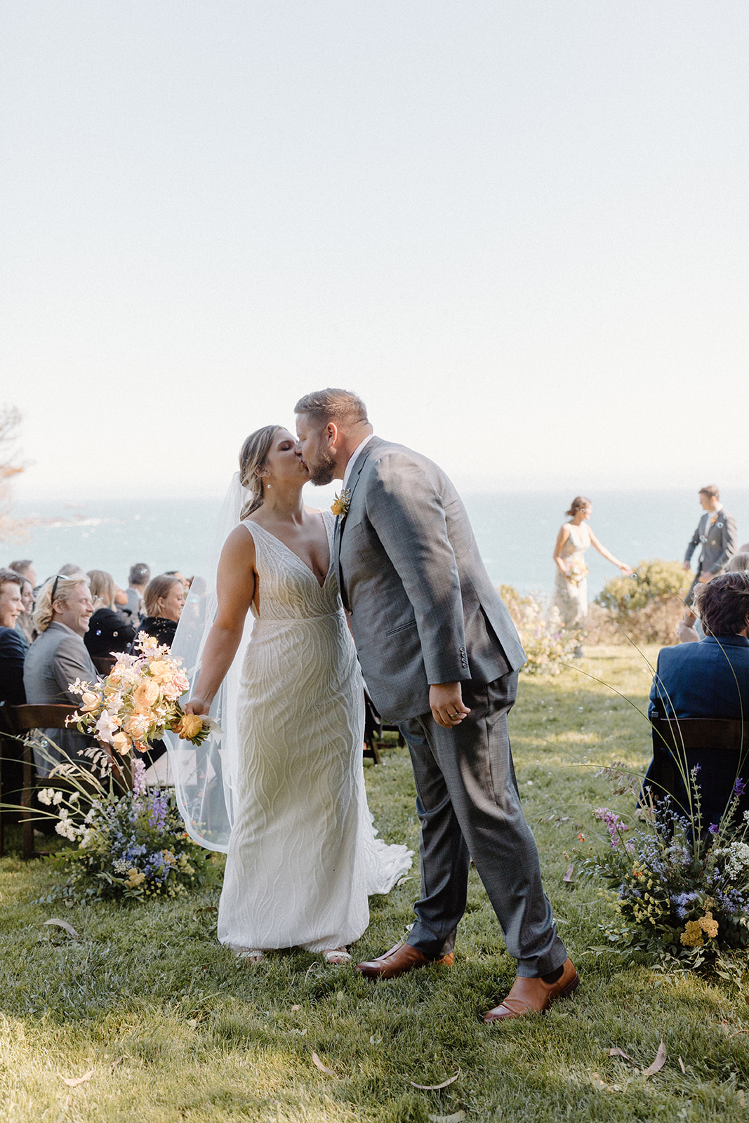 A couple who got married in front of the California coast at Timber Cove Resort in Jenner 