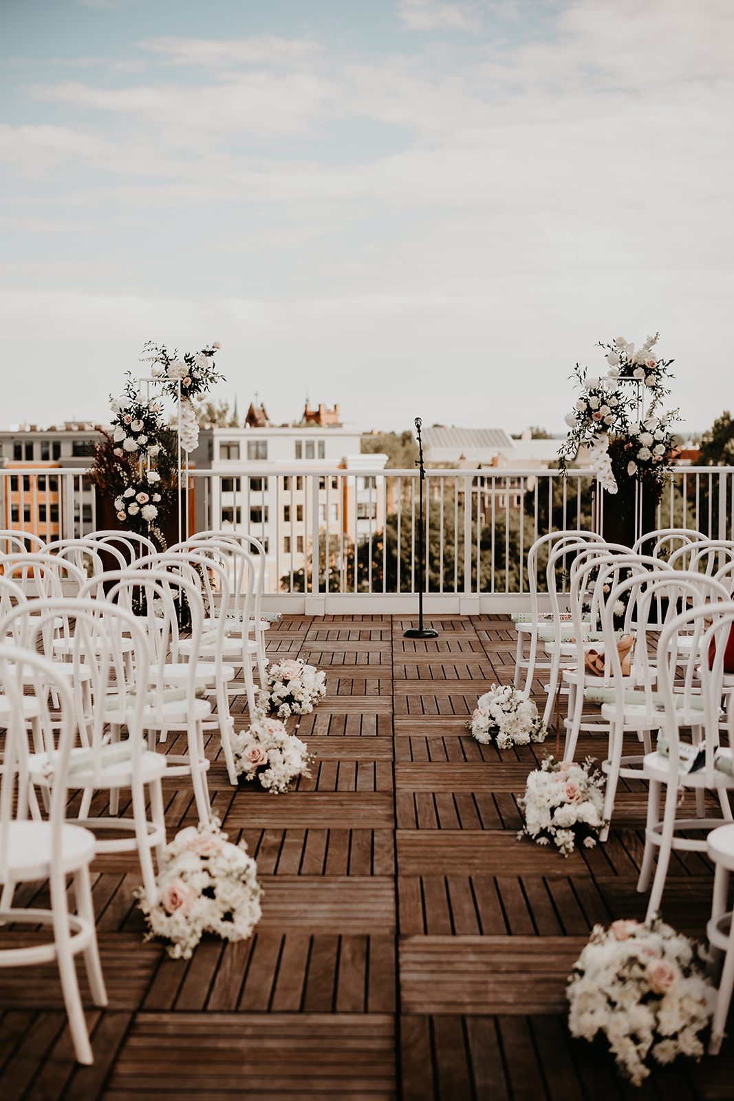 Beautifully decorated rooftop venue at The Lantern Room in Cleveland, Ohio - setting the stage for an unforgettable wedd