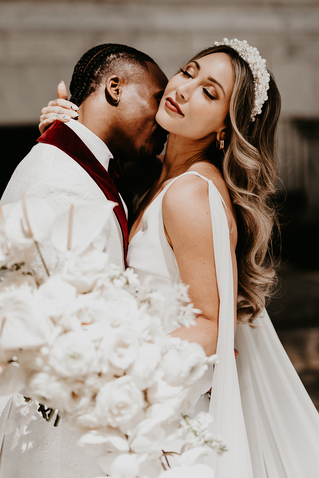 Elegant wedding portrait in the heart of downtown Cleveland - showcasing the couple's sophisticated and trendy vibe.