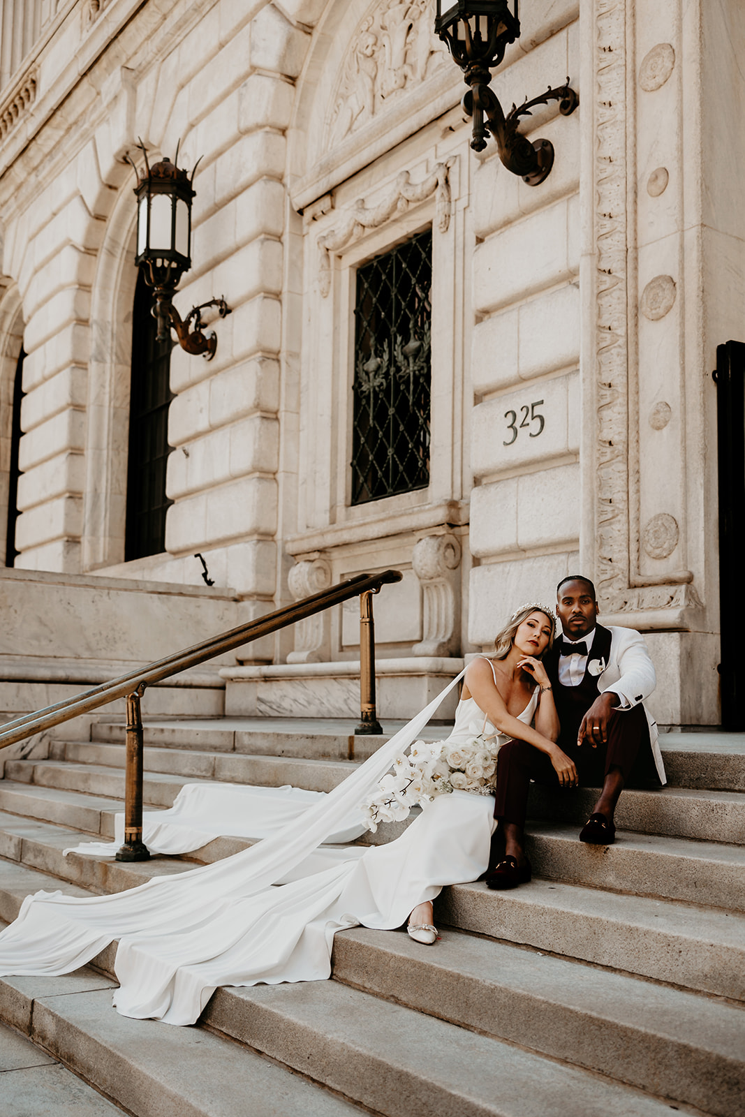 Modern and chic wedding portrait in downtown Cleveland - capturing the couple's stylish and contemporary love.