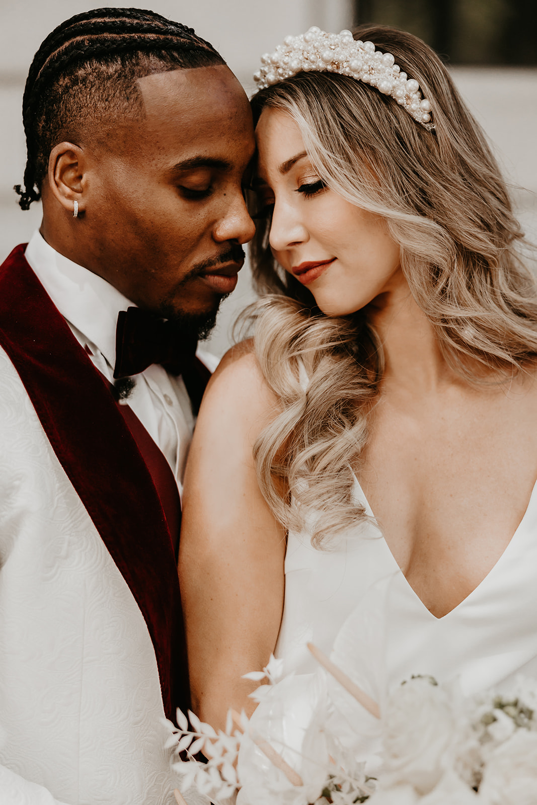 Sleek and stylish wedding portrait in the heart of downtown Cleveland - showcasing the couple's sophisticated love.
