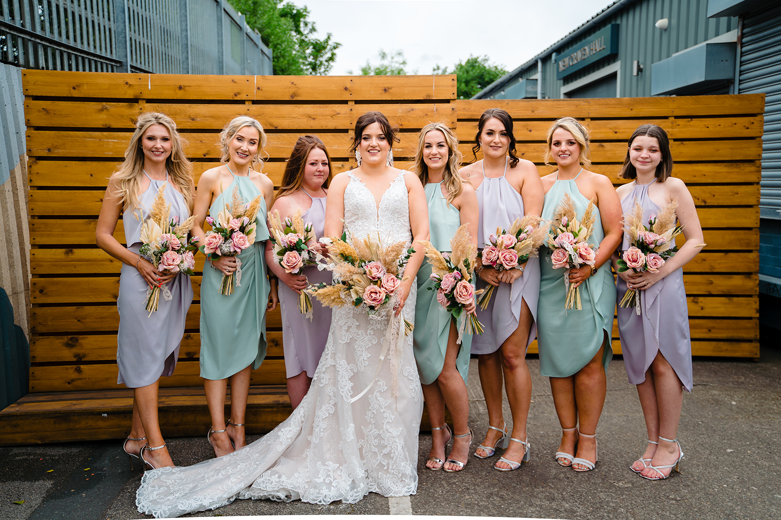 bridesmaids group shot at new craven hall