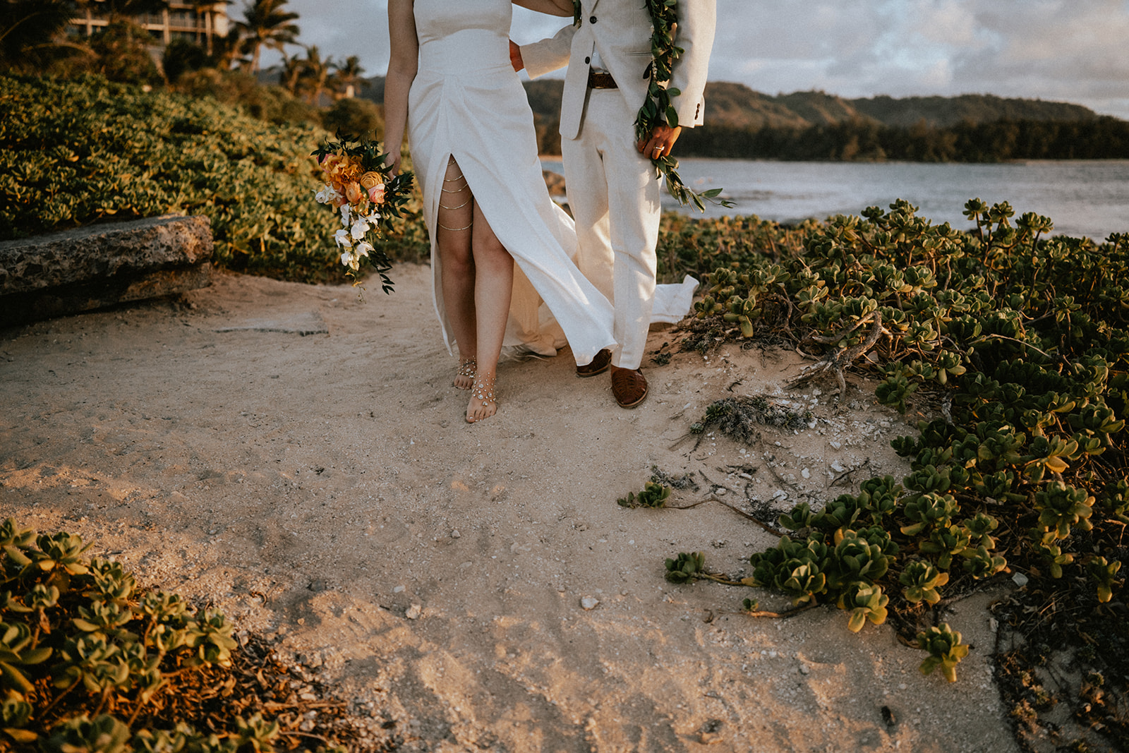 Turtle Bay Resort Wedding, Couple photos at sunset