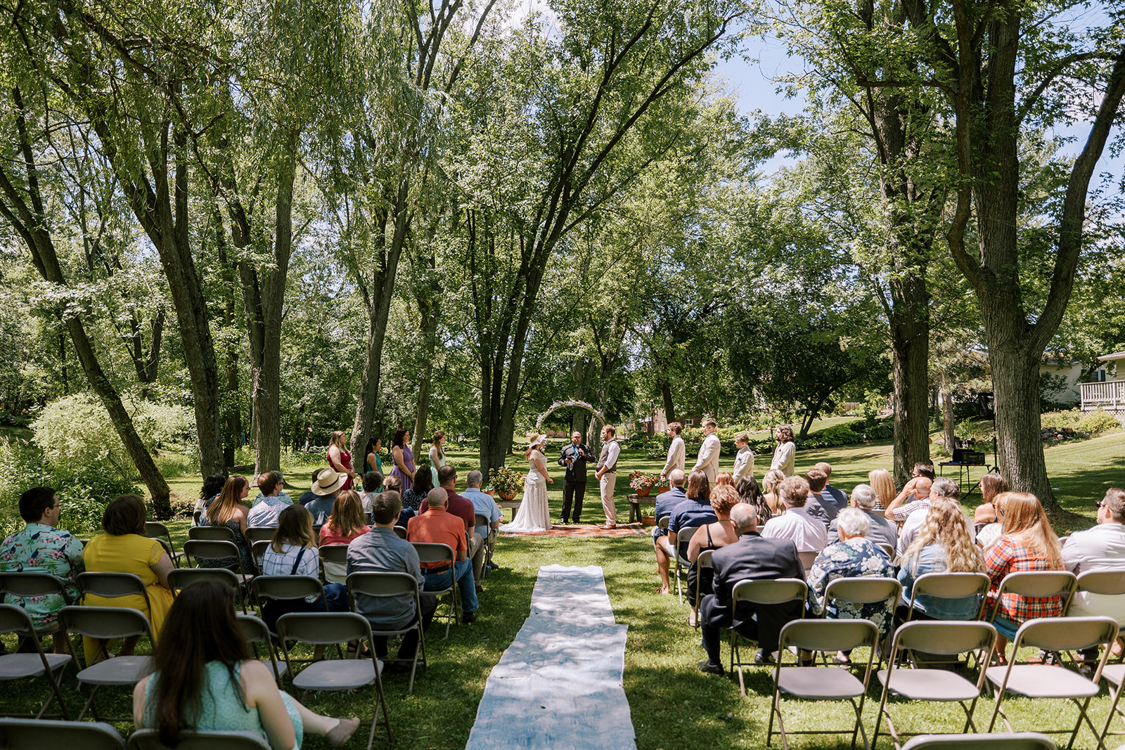 couple gets married in an intimate backyard wedding in central wisconsin