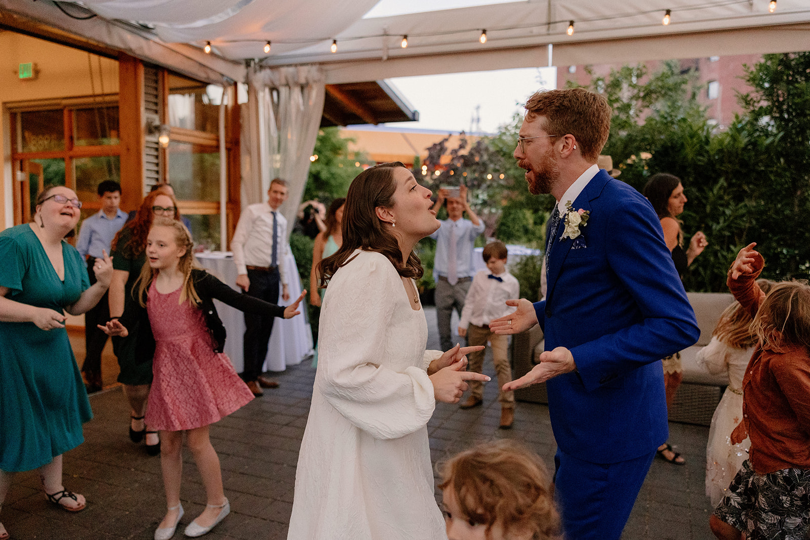 A bride and groom dancing at a Blockhouse wedding in Portland. 