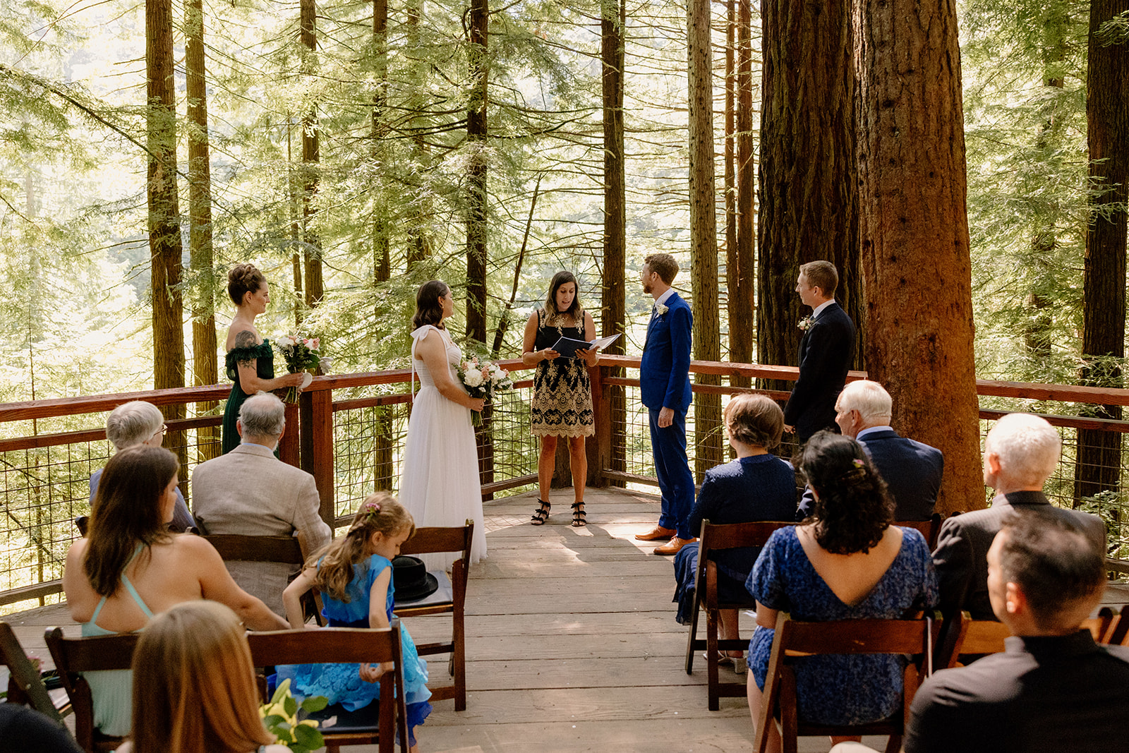 A wedding ceremony setup at the Redwood Deck in Hoyt Arboretum. 