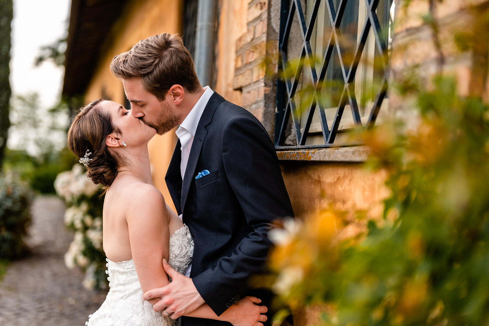 bride and groom portrait in italy