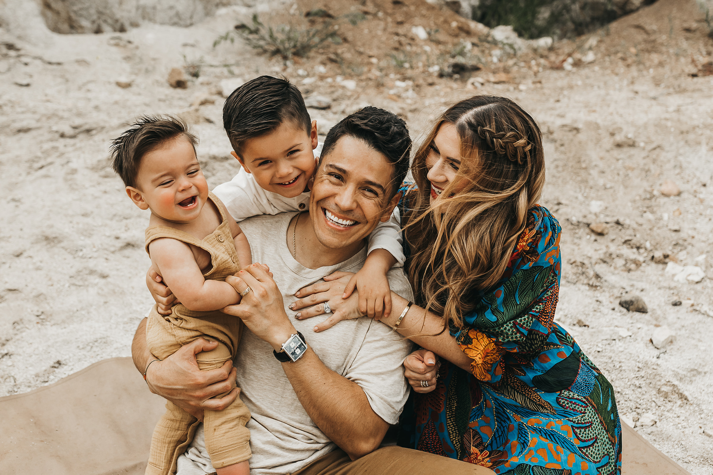 A beautiful family having fun with each other during session in Boise, Idaho 