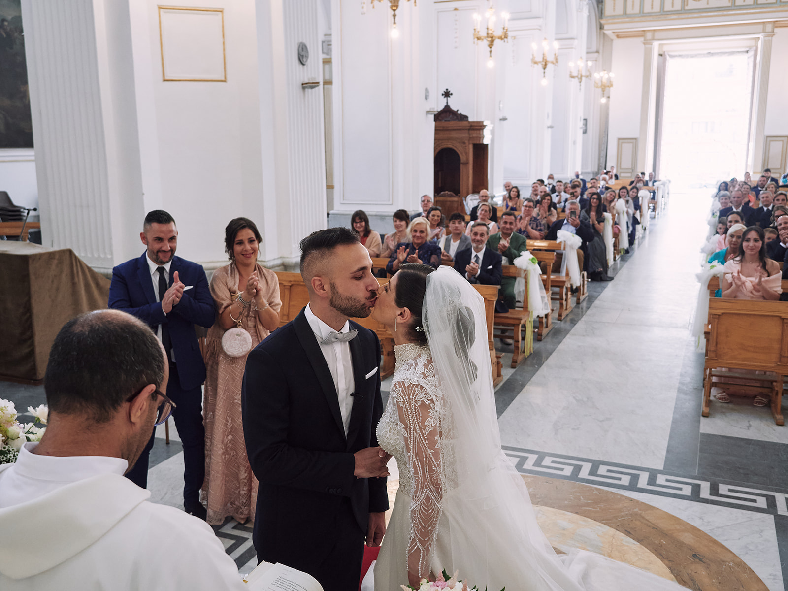 Marianna and Mattia exchanging vows at Chiesa Madre in Gela