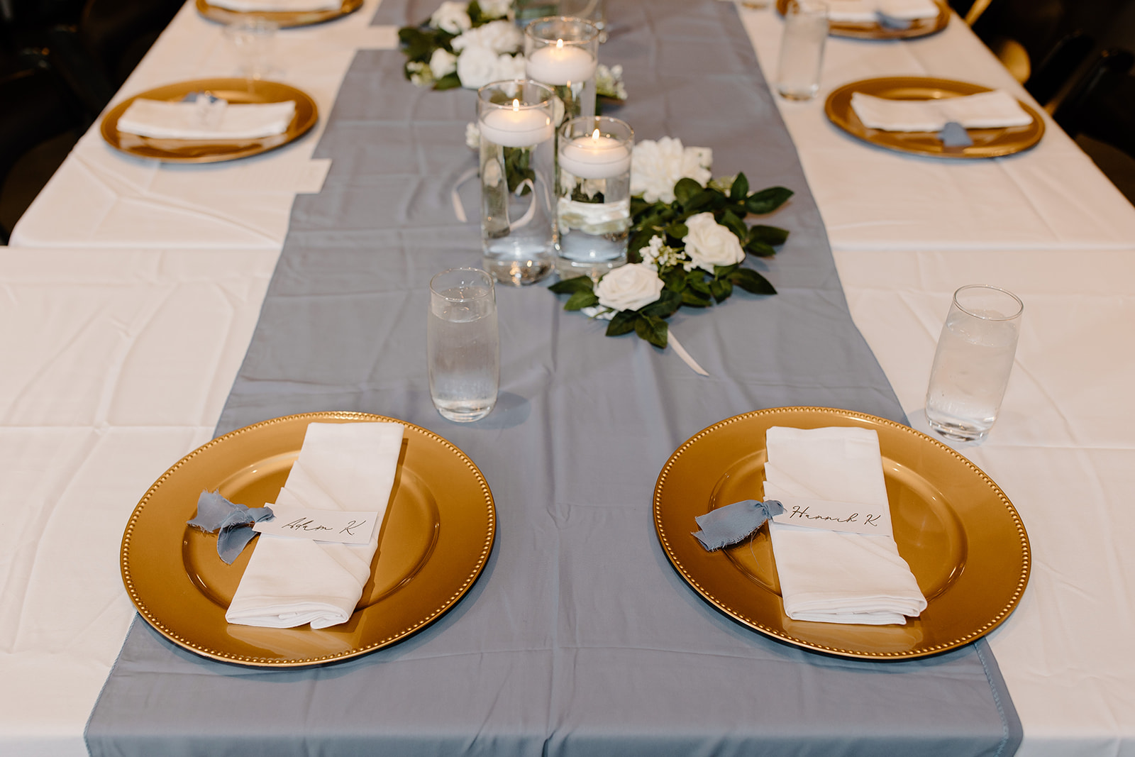 Bride and groom dinner place setting
