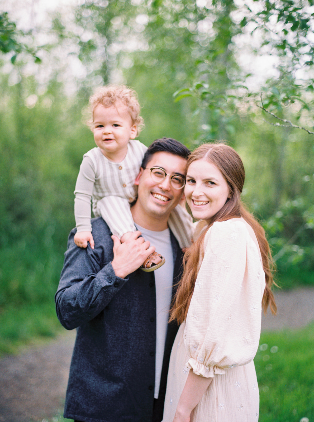 a family portrait taken on medium format film in Portland Oregon 