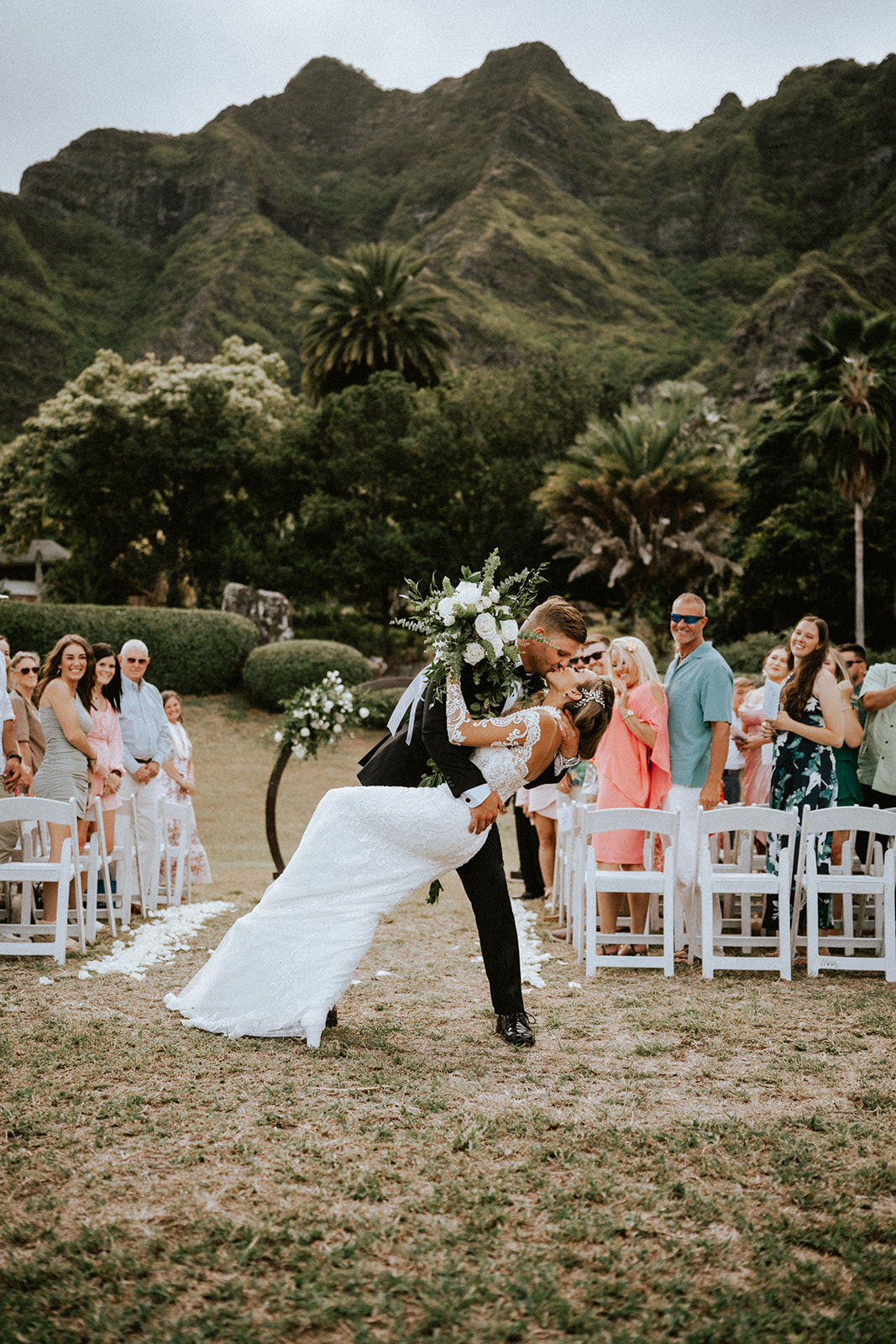 A couple who got hitched at Kualoa Ranch's Paliku Gardens in Hawaii