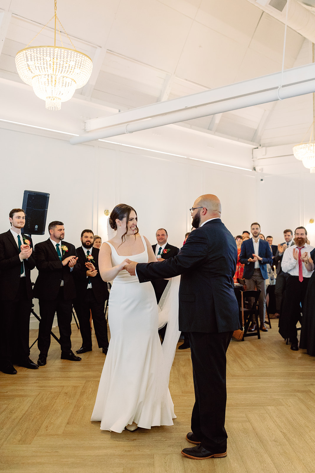 A couple during the first dance at their Highline Rochester wedding. 