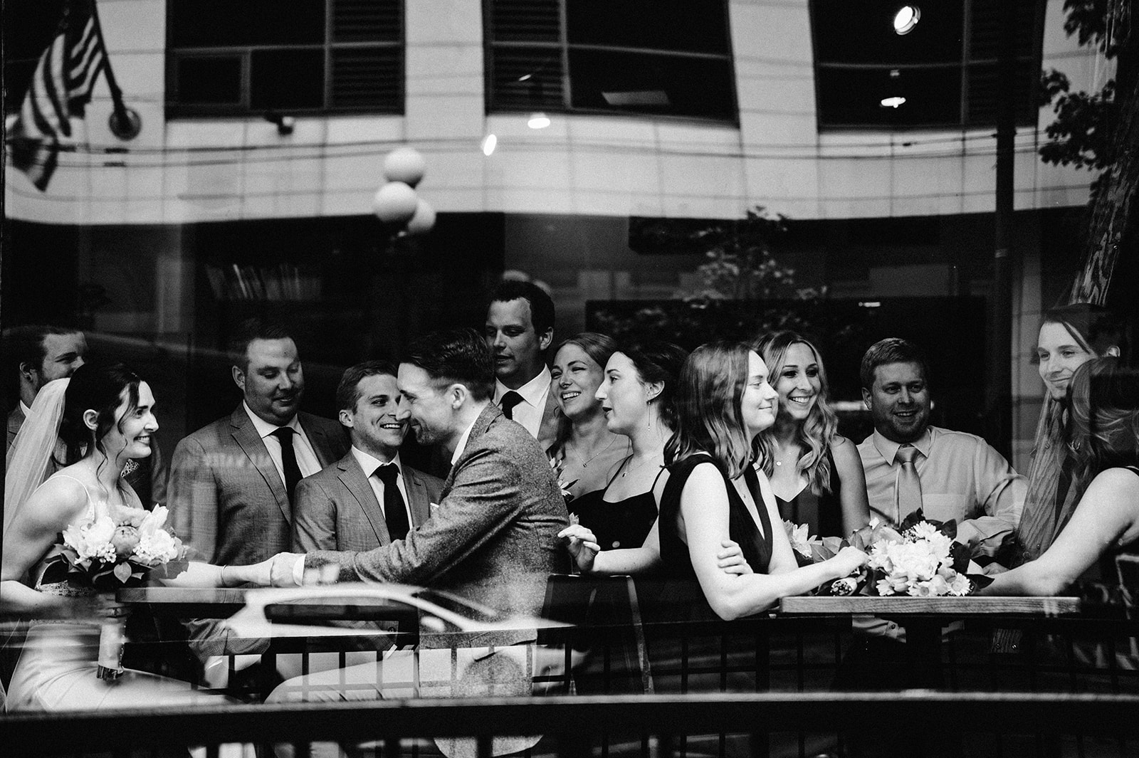 urban seattle wedding party photography