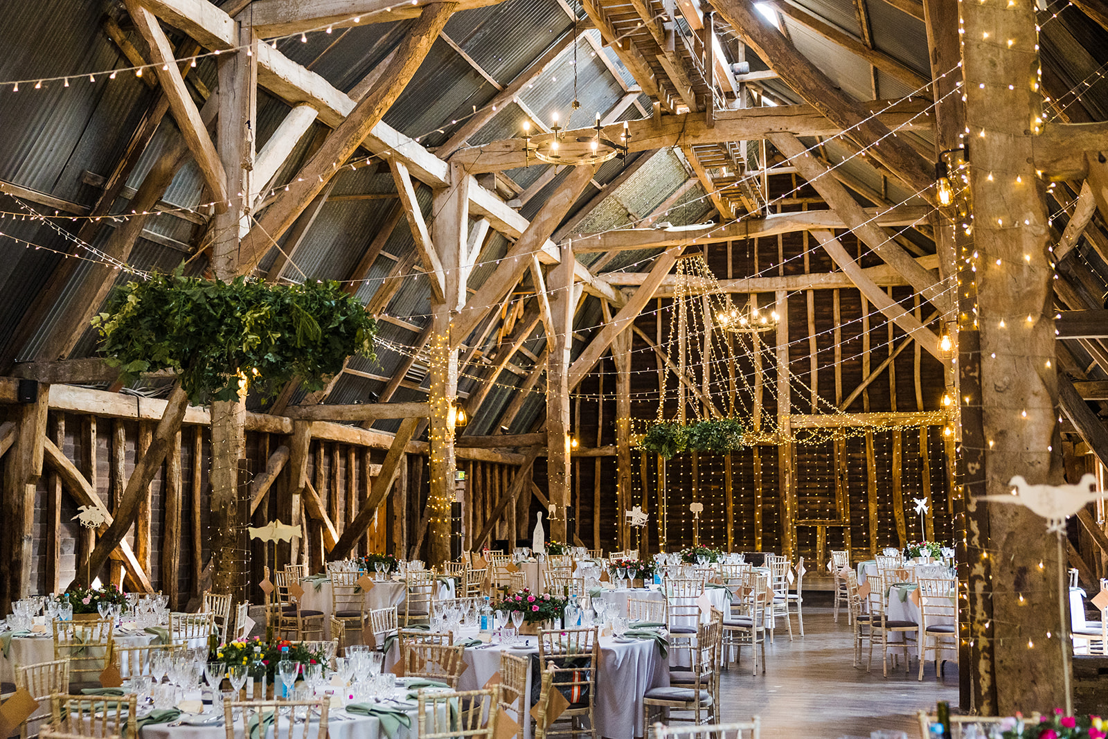 Wedding venue set up with decor at the Manor Barn in Harlton