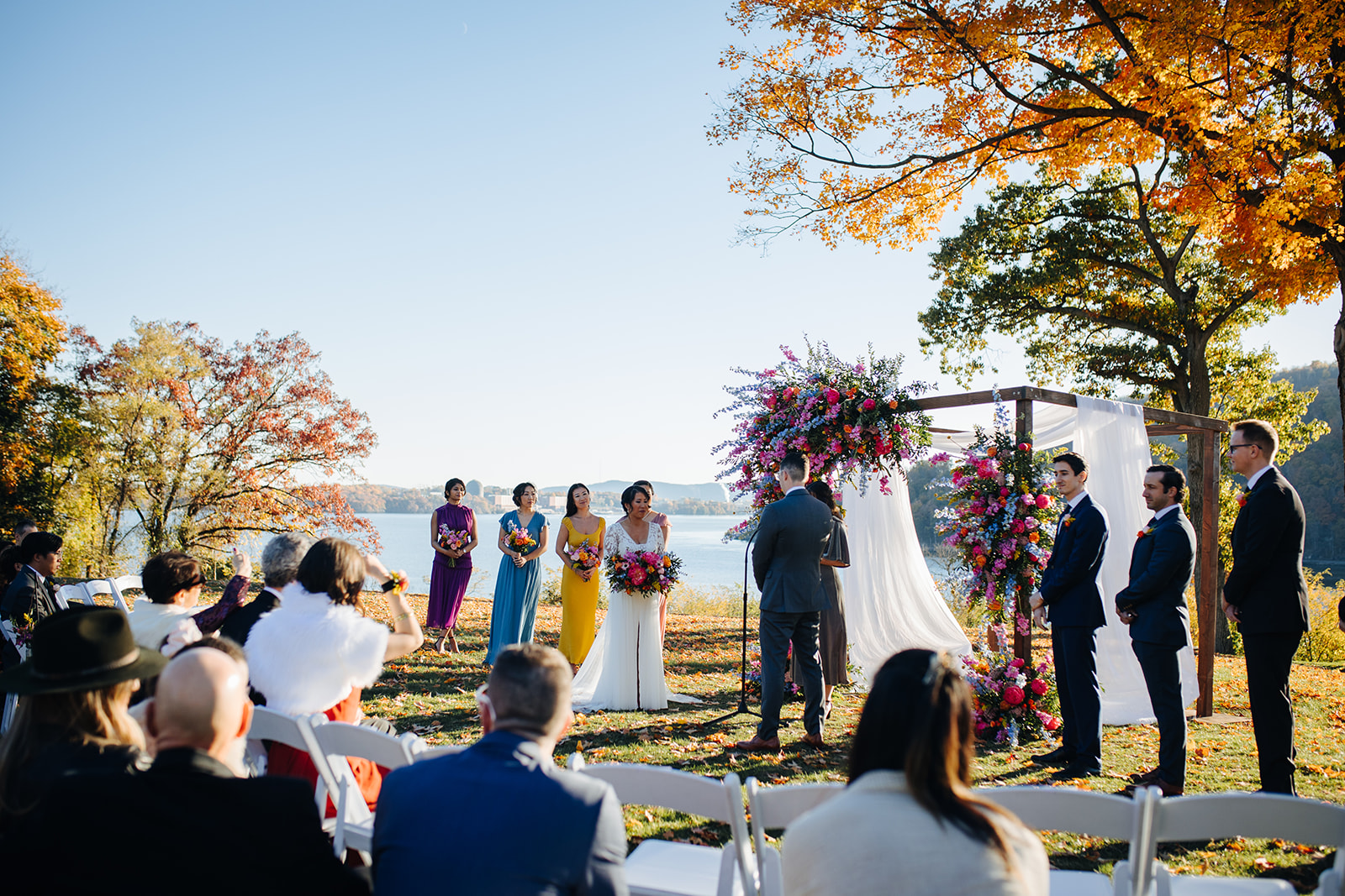 A couple who had their upstate NY fall wedding at Monteverde at Old Stone