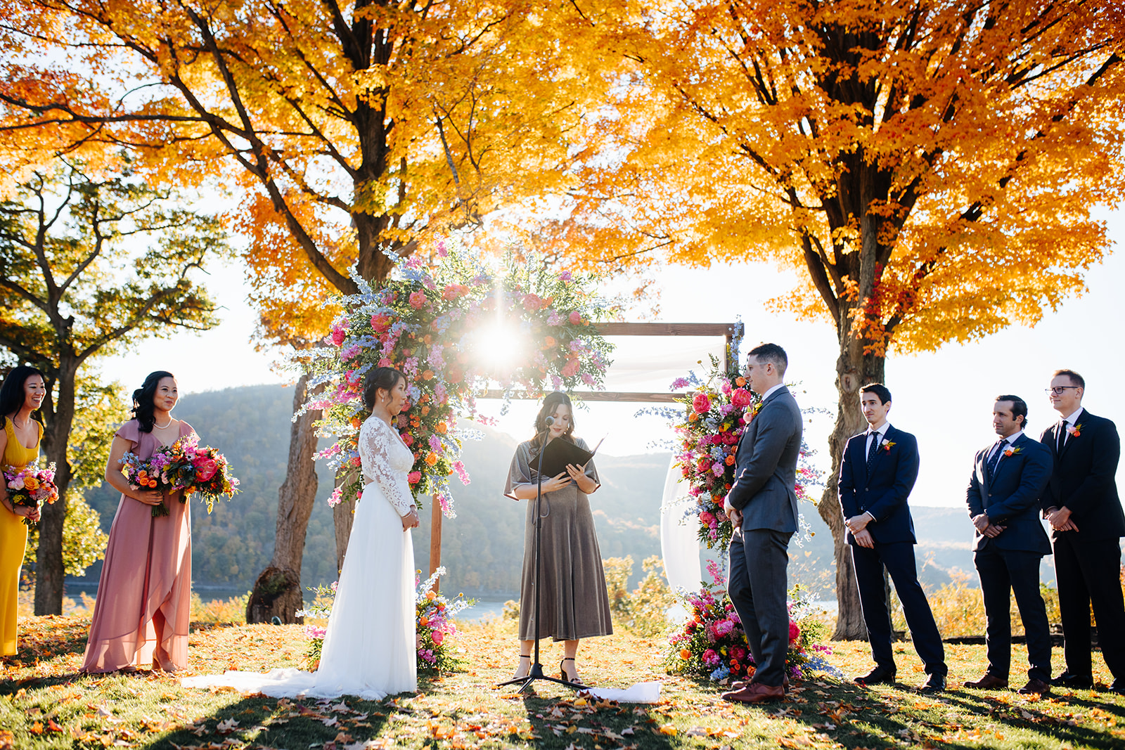 A couple who had their upstate NY fall wedding at Monteverde at Old Stone