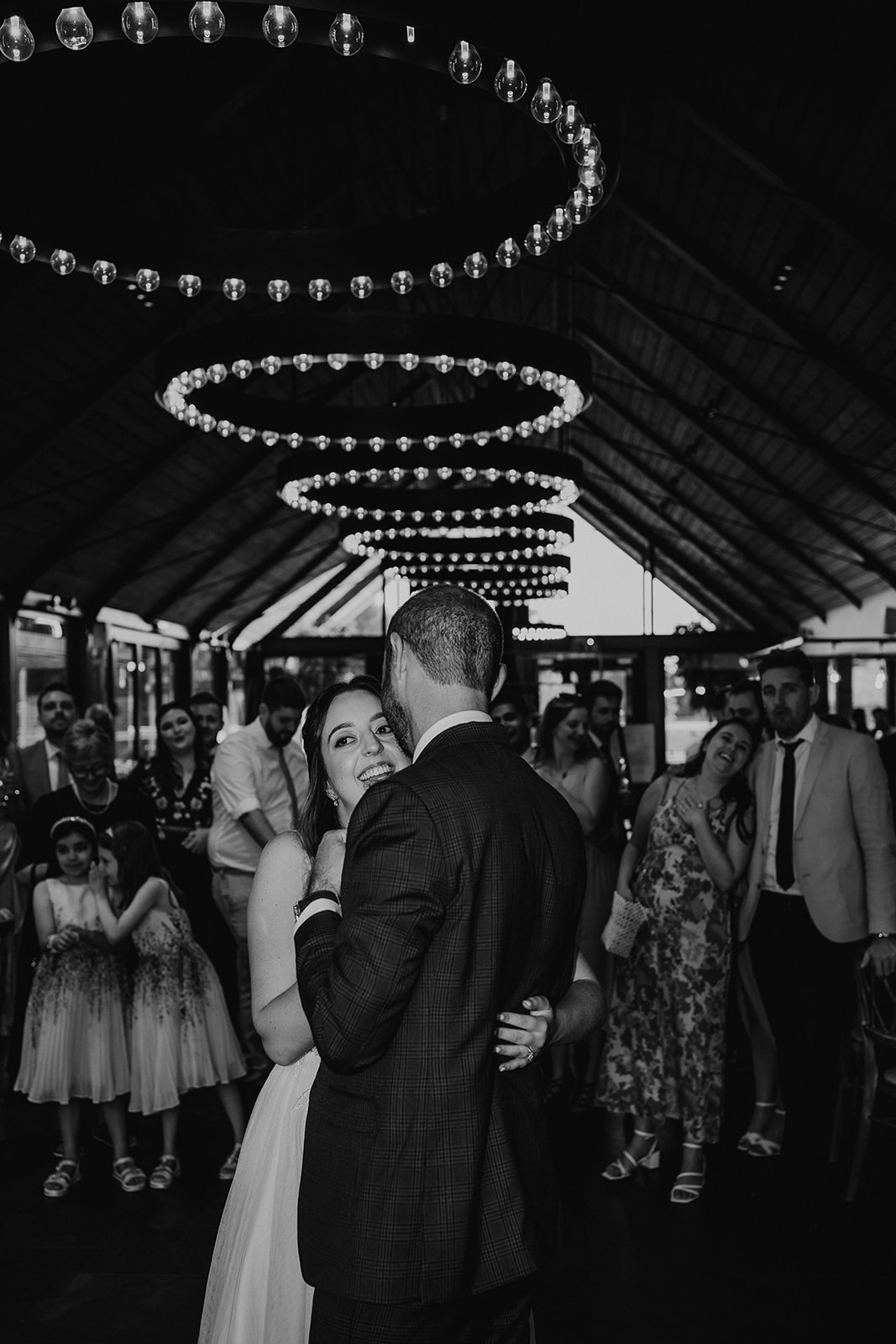 First dance in the Farmshed at a Syrencot wedding