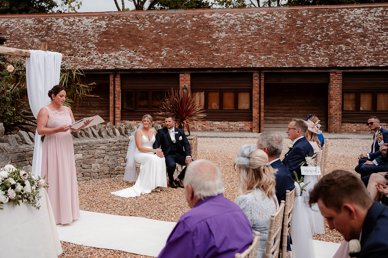 Outdoor ceremony at an elegant Kingston Country Courtyard Wedding