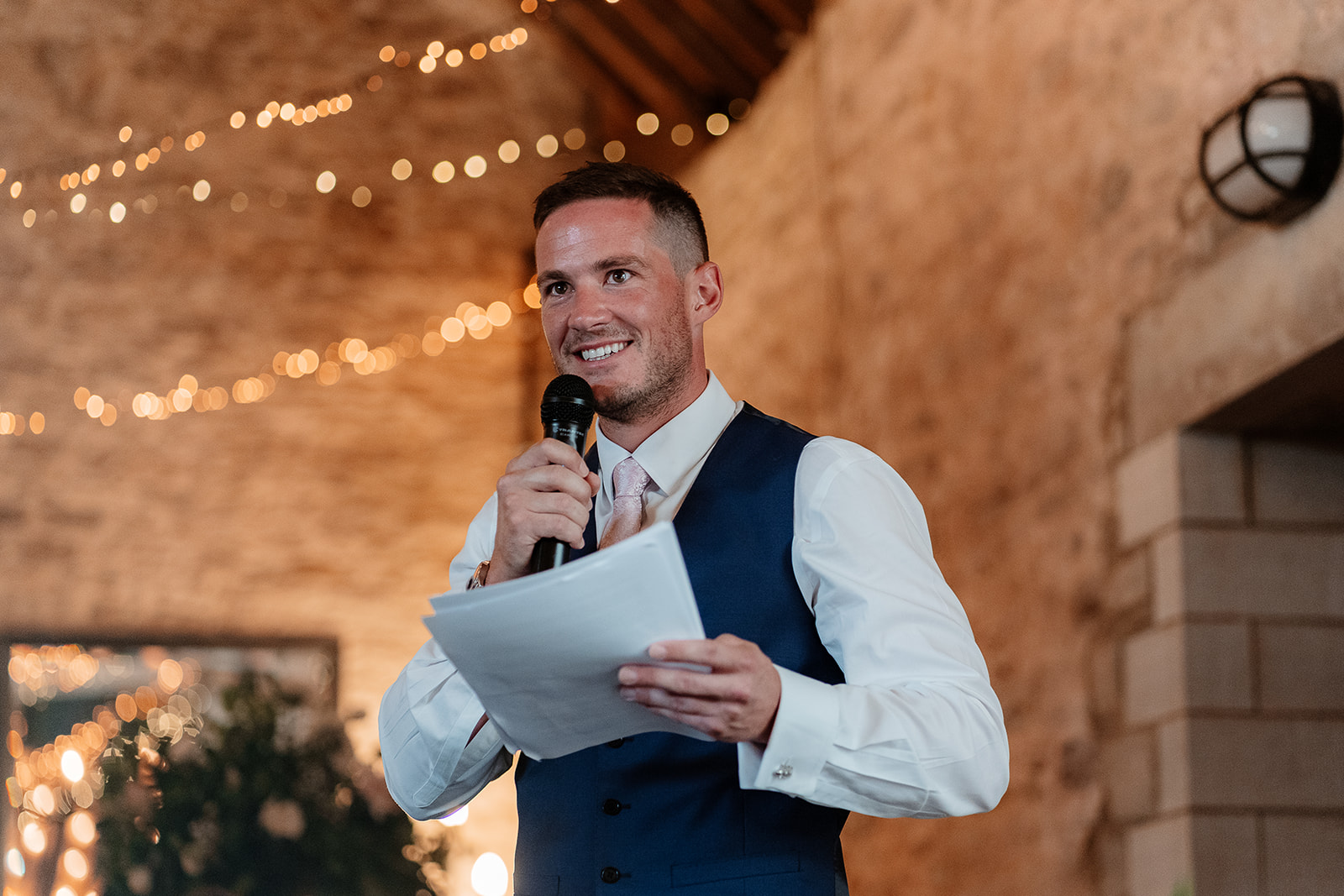 Speeches in the rustic barn for a Kingston Country Courtyard wedding
