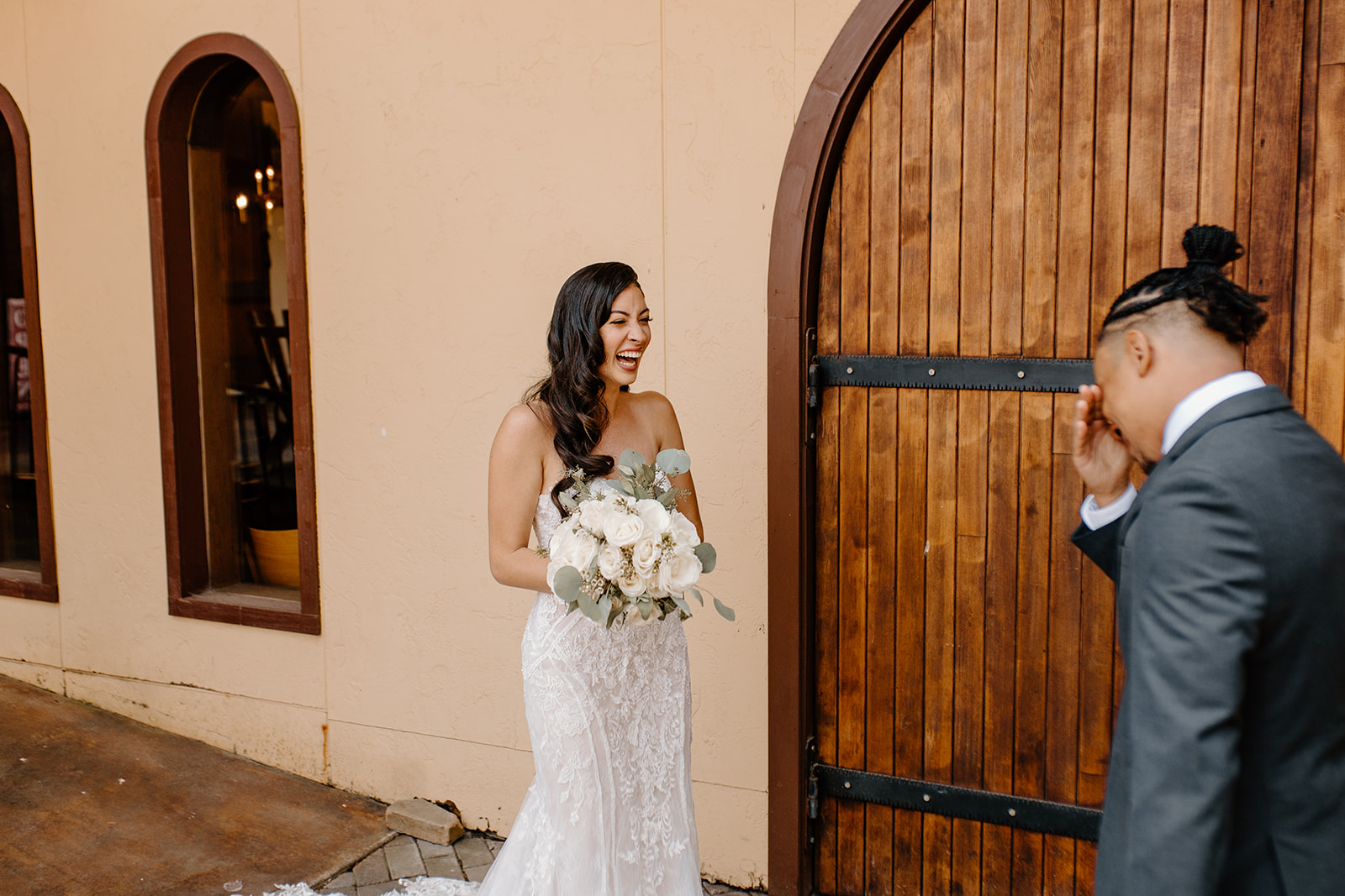 This couple had their first look in front of a winery, to say the least it was very emotional.