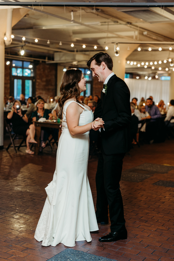 BRIDE AND GROOM FIRST DANCE AT MELLWOOD ARTS CENTER